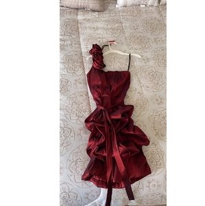 Rose red burgandy satin dress